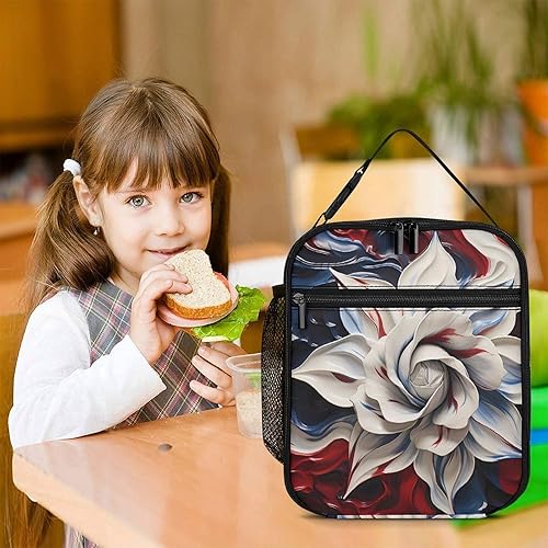 Miniatura 7 de America Flag Flower Insulated Lunch Bag for Women Men Reusable Lunch Box Tote Bag for Work Travel