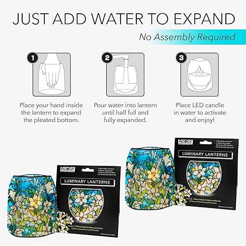 Miniatura 4 de MODGY Farol LED luminario, lámparas decorativas de plástico para interiores y exteriores, para centro de mesa de boda, velas flotantes sin llama,