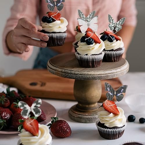 Miniatura 5 de 24 decoraciones de mariposa 3D animadas para cupcakes de doble capa para niñas y mujeres, feliz cumpleaños, boda, fiesta, pastel, pared, decoración