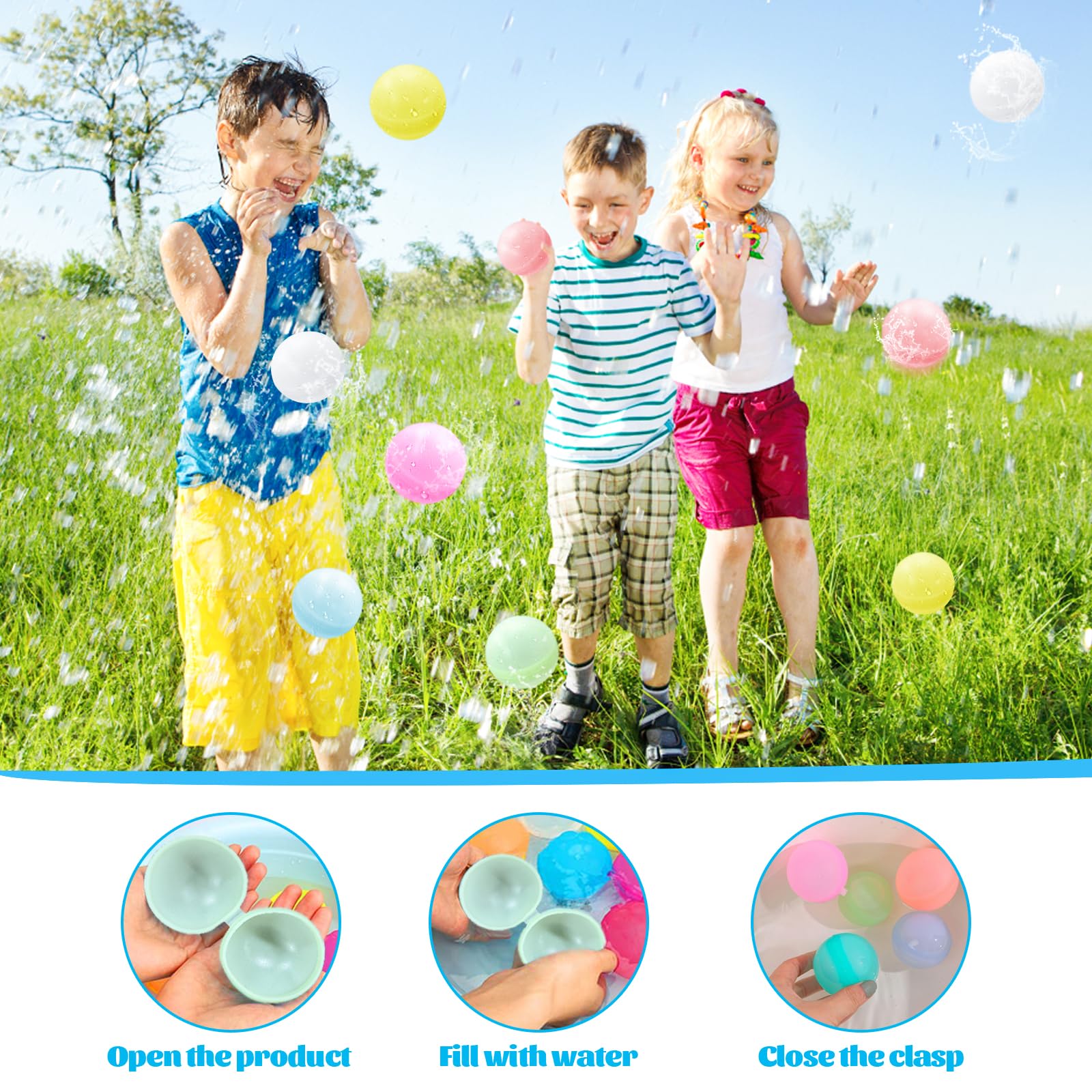 Bomba de agua reutilizable, 36 piezas de globos de agua de silicona, llenado rápido, para la fiesta de verano, lucha contra el agua, piscina, fiesta de jardín, playa
