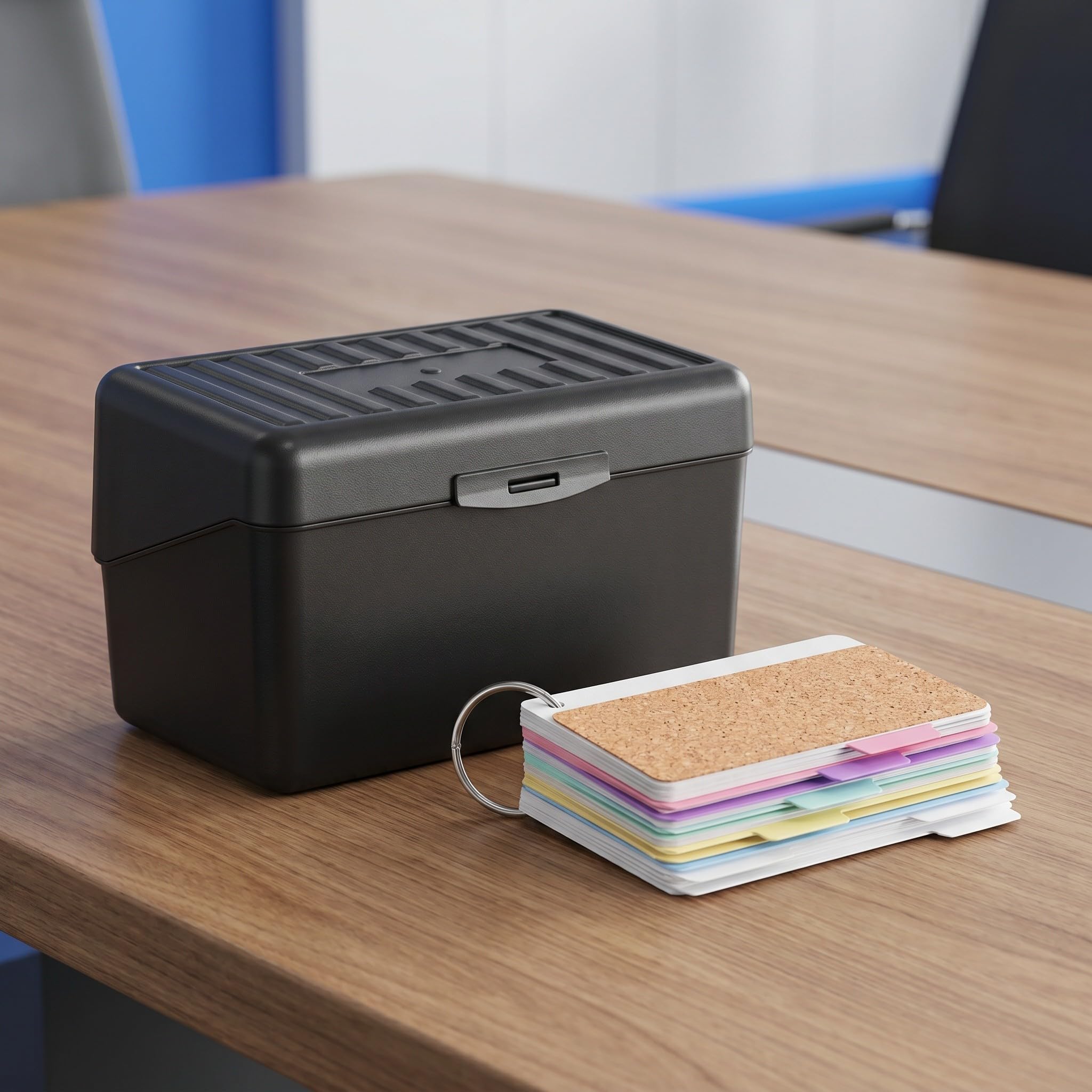 2 Sets Schwarze Karteikasten Box für Karteikarten mit Trennkarten und Aufklebern Kompakte Aufbewahrung für Büro und Zuhause Praktisches Lernkarten