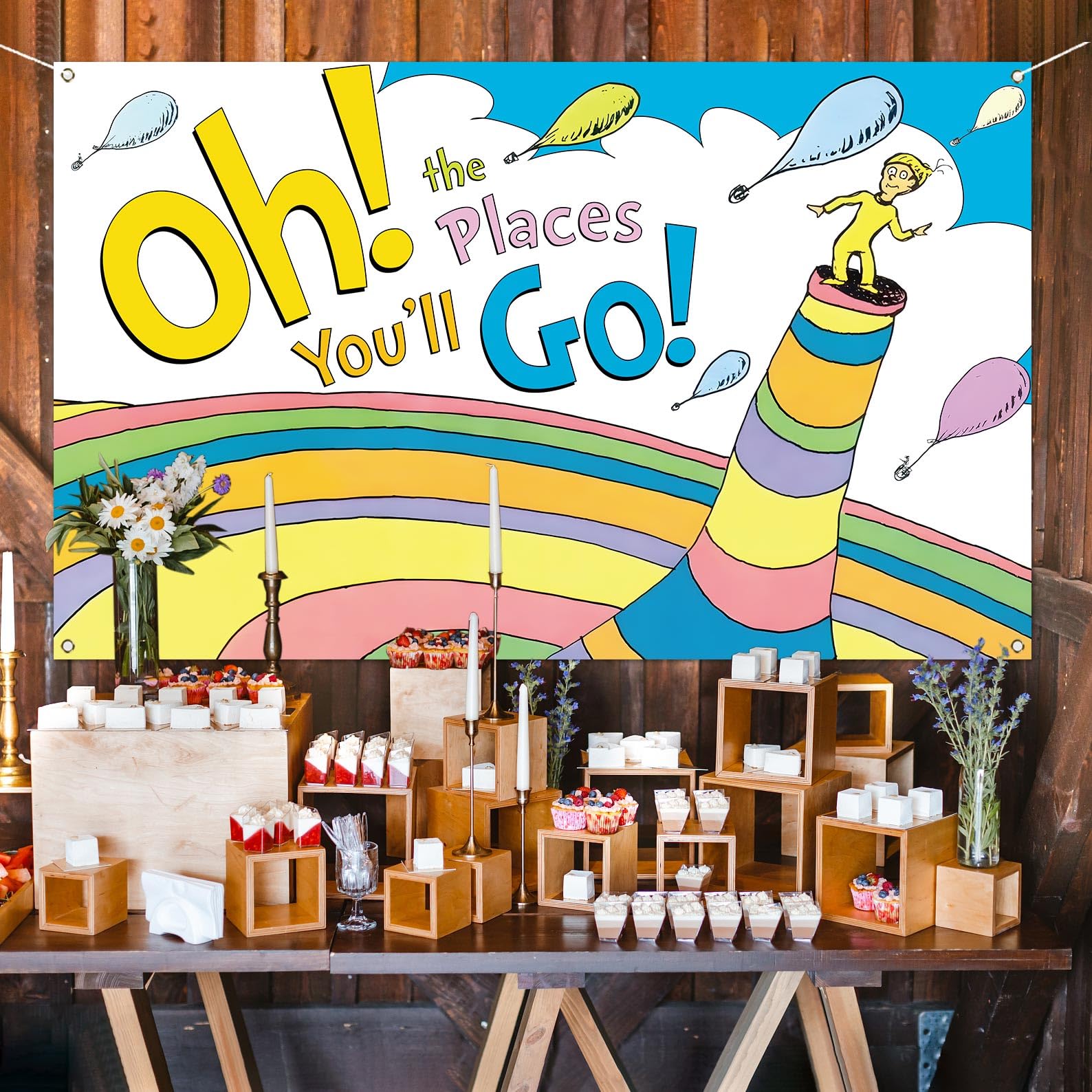 Oh The Places You'll Go School Poster Backdrop Banner Party Supplies Birthday Decorations Background For Photography Taspestry