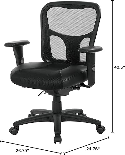 Miniatura 2 de Office Star ProGrid - Silla de administrador transpirable con respaldo alto con asiento de cuero y malla, altura y brazos ajustables, control de