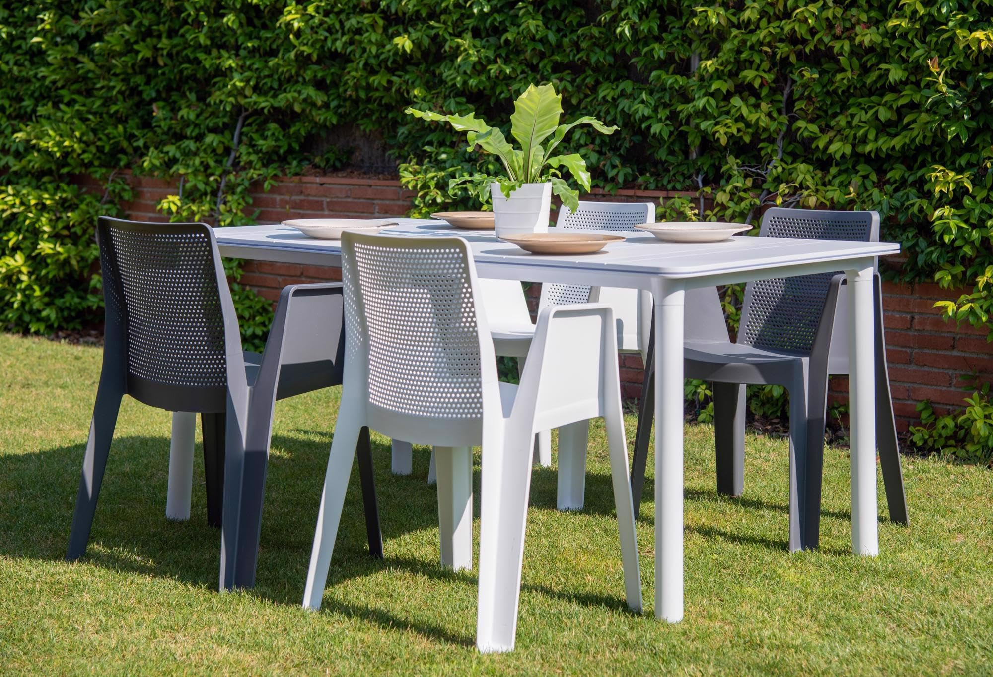 GARBAR Play Set 2 Silla con Brazos Exterior | jardín, terraza, balcón, Picnic, Camping, Catering, Eventos, reuniones | diseño, Ligero, apilable | Chocolate