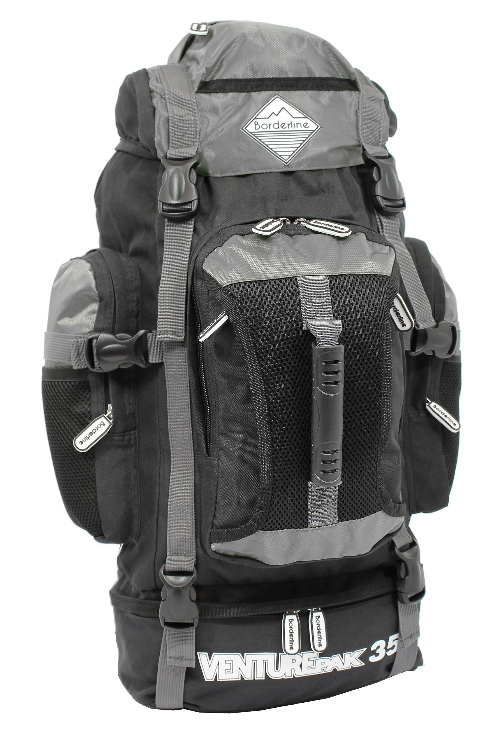 Bordlite Unisex Black/Black Borderline Venturepak 35L Ultra-Light Trekking Backpack, Water Resistant Hiking, Backpack - Camping, Adventure Rucksack, Multiple Zipped Pockets