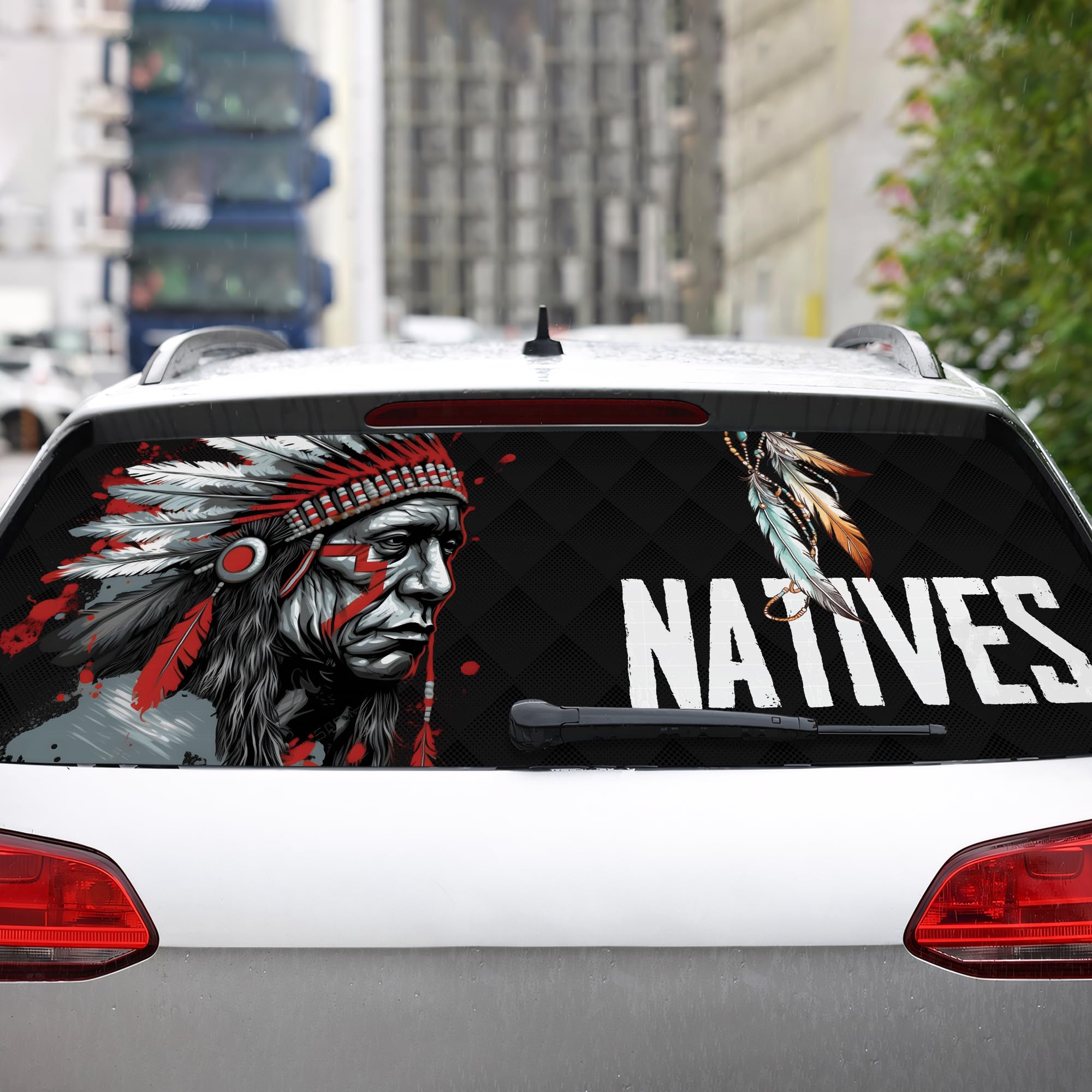 Native American Rear Window Graphics American Indian Window Decals Native American Indian Head Chief Design