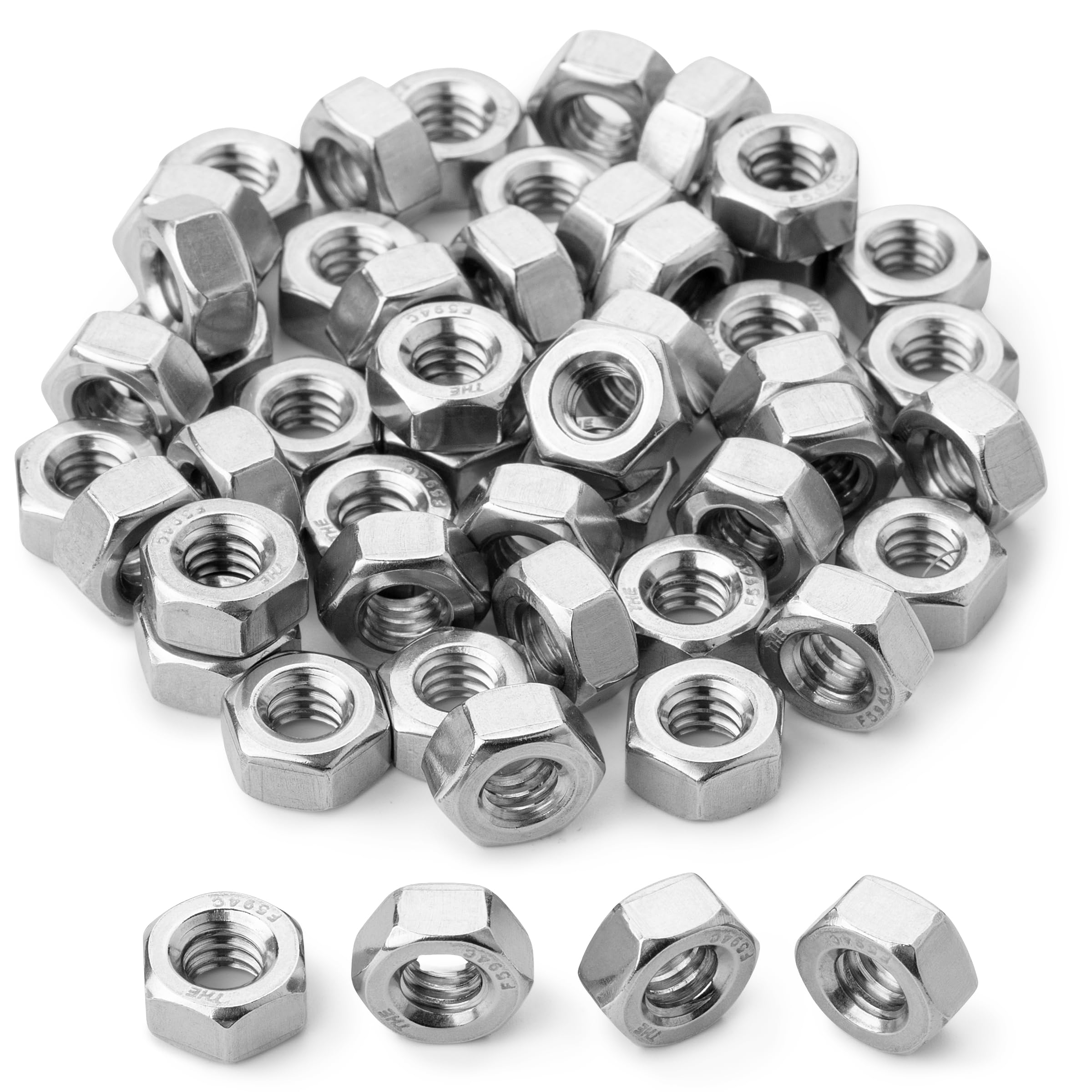 Bates Stainless Steel Hex Nut, 1/4-20, 50 Pack