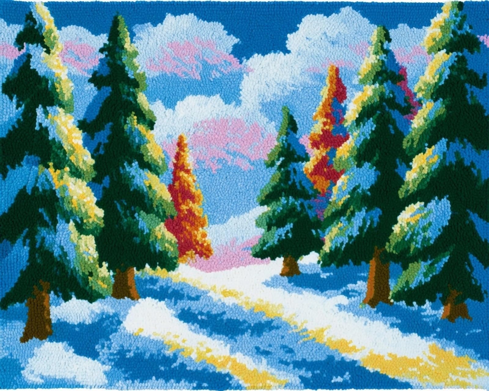 Wallphantom DIY Latch Hook Rug Kit,Forest Snow Scene