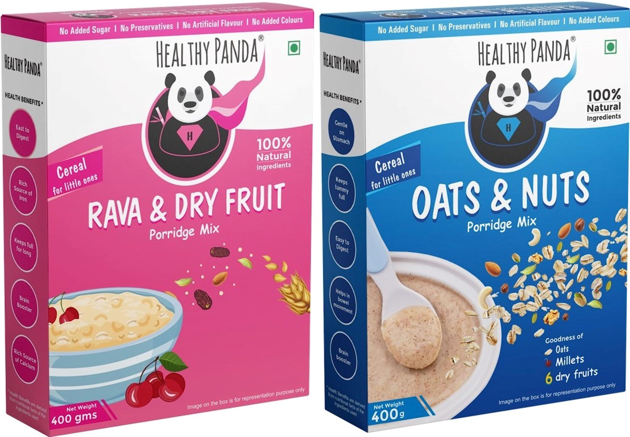 HEALTHY PANDA Oats & Nuts breakfast cereal (400g) + Rava & Dry fruit porridge (800 g, Pack of 2) - 100% Fresh & Natural (B0C86PJSX9) Amazon Price History, Amazon Price Tracker
