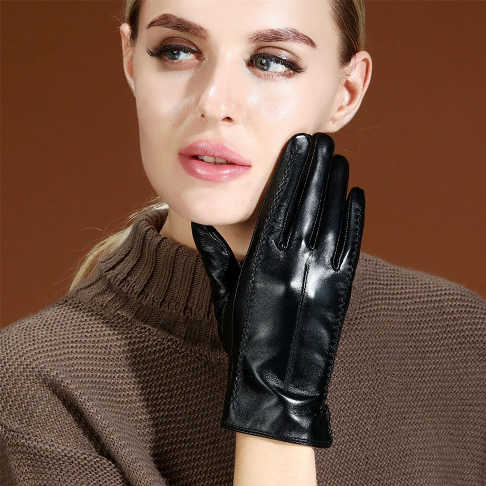 Winterhandschuhe für Damen, Lederhandschuhe, warme Fleece-Handschuhe, winddicht und wasserdicht, Outdoor-Handschuhe, warme dicke Handschuhe, kaltes Wetter