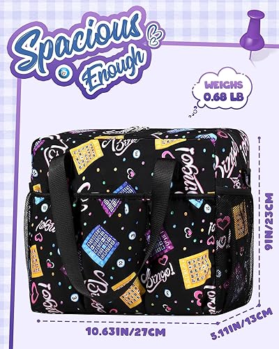 Miniatura 4 de Bolsa de bingo para Bingo Daubers Dabbers Dobbers Bolsas de bingo con bolsillos para juegos de bingo, suministros de cosas, bolsa de mano de bingo