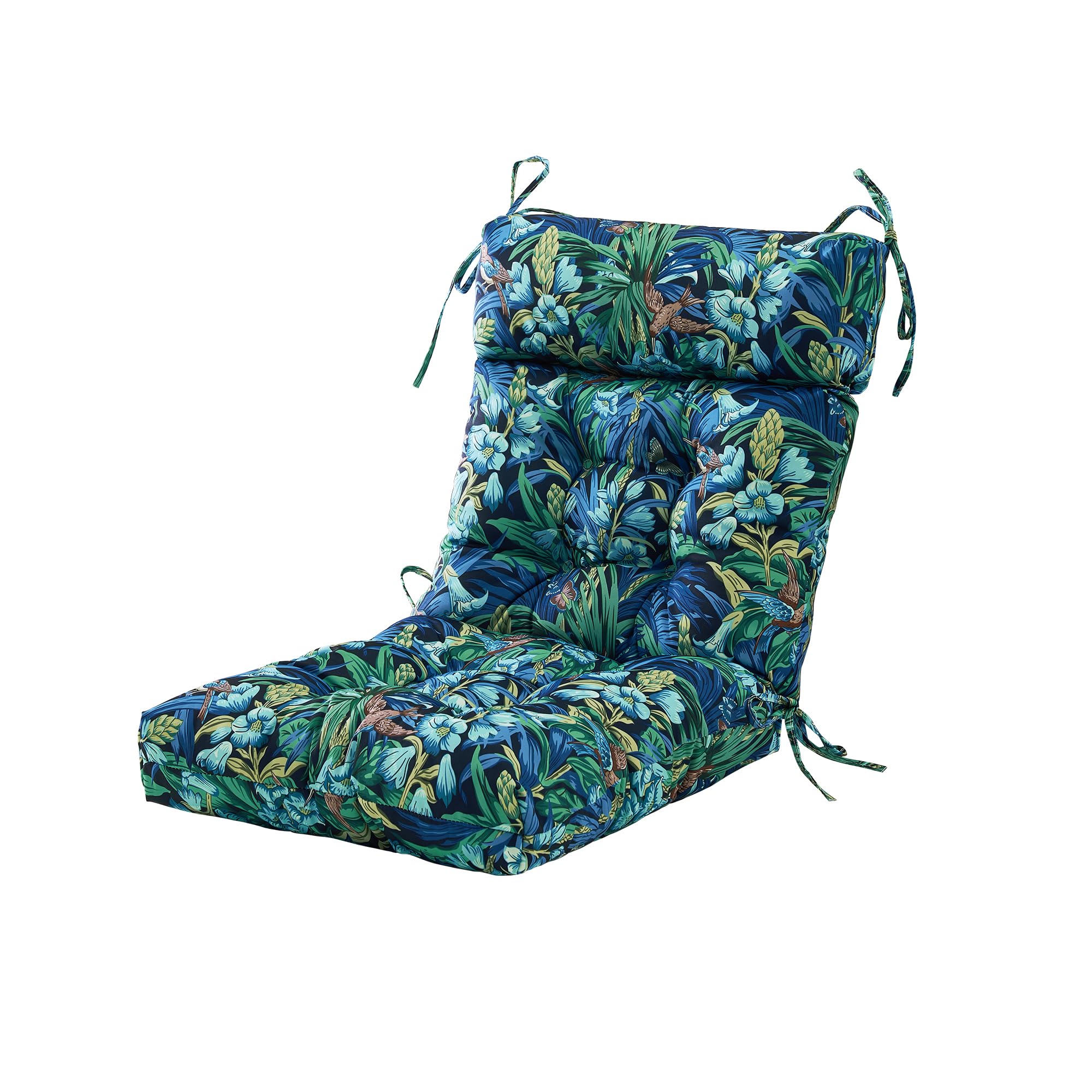 ARTPLAN Outdoor Chair Cushion,Adirondack Rocking High Back Tufted Thick Wicker Cushion with Ties for Patio Furniture,44"x21"x4",1 Count,Floral