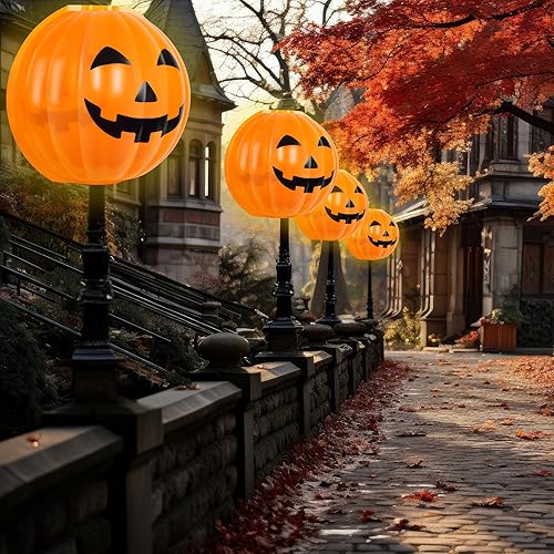 Miniatura 7 de Retisee Cubierta de luz de calabaza de Halloween, pantalla de lámpara Jack O Lantern de 20 pulgadas de profundidad x 22 pulgadas de alto, pantalla