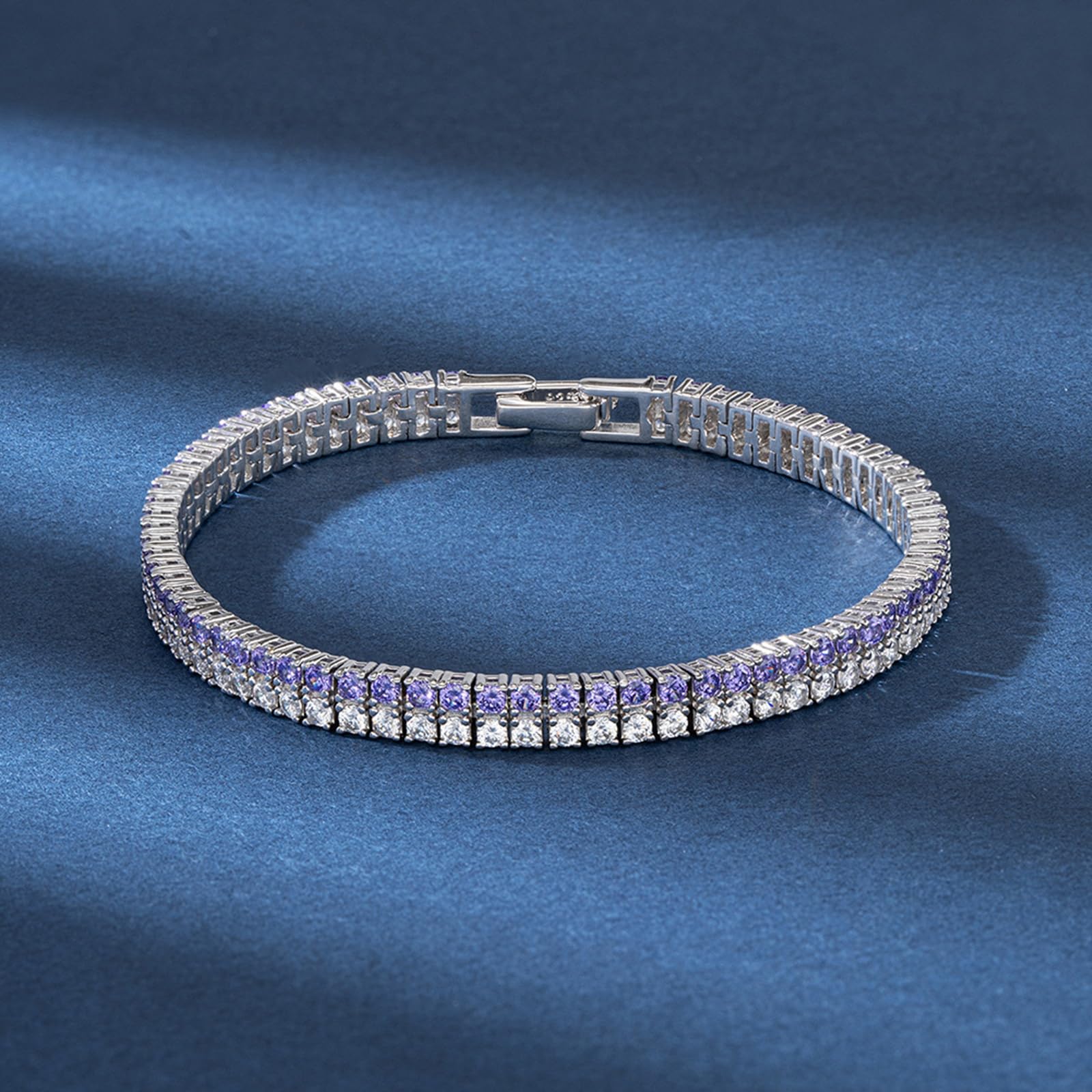 Pulseras de mejor amiga para mujer, plata 925, color blanco y rosa, pulsera de cadena de tenis para mujer, longitud 16,5/18/19 cm