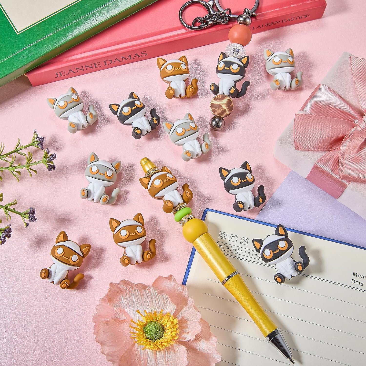 12Pcs 3D Cat Silicone Focal Beads for Pens Bulk Animals Silicone Beads for Keychain Making DIY Beaded Pens Lanyards Jewelry Crafts - Image 4