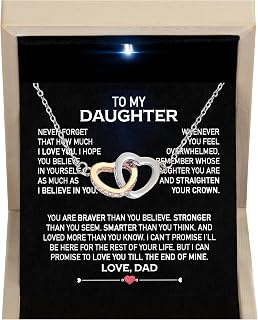 To My Daughter Necklace From Dad With Heartfelt Message & Elegant Box, Gifts For Daughter From Father, Beautiful Jewelry Gift From Love Daddy On Graduation, Birthday, Wedding, Christmas