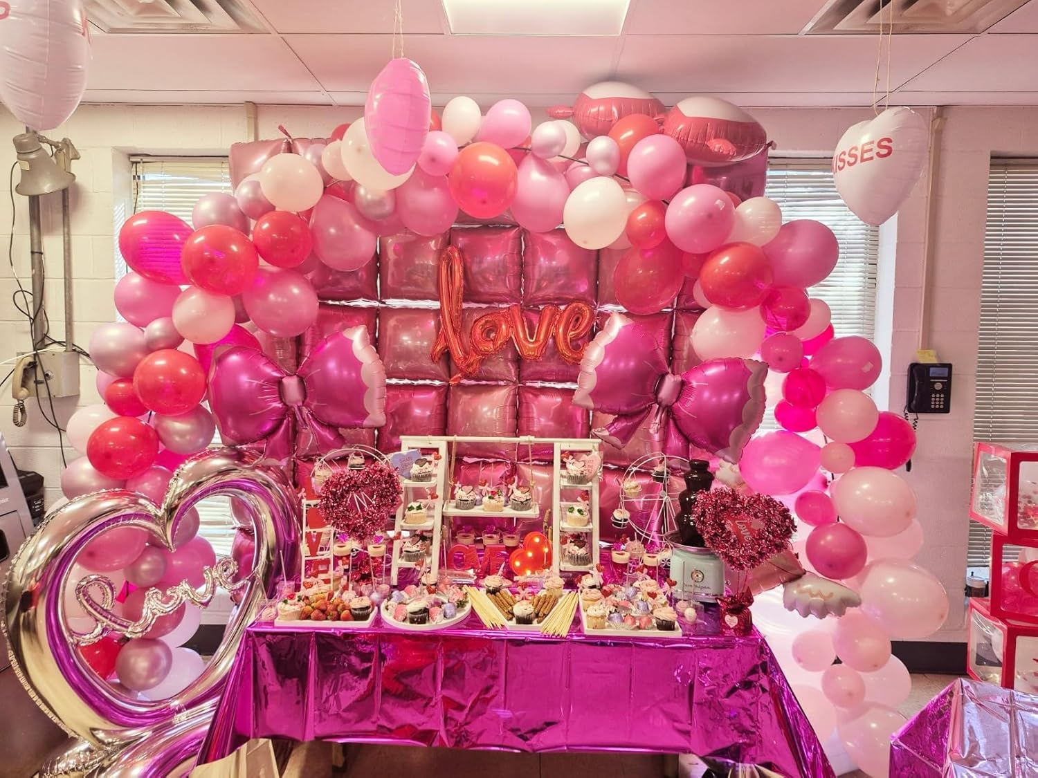 15.5'' Love Serving Trays, 4 Pack Larger Bamboo Solid Serving Platter, Charcuterie Serving Boards Snack Food Cake Cookies Platter for Anniversary Wedding Baby Shower Birthday Party Decoration