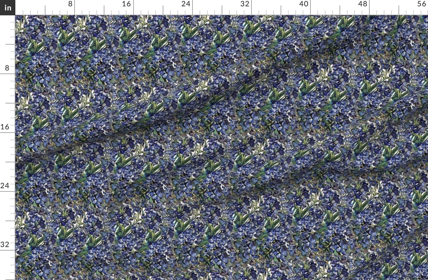 Spoonflower Fabric - Van Goghs Purple Violet Flowers Floral Flower Iris Blue Printed on Polartec(R) Fleece Fabric by The Yard - Sewing Blankets Loungewear and No-Sew Projects
