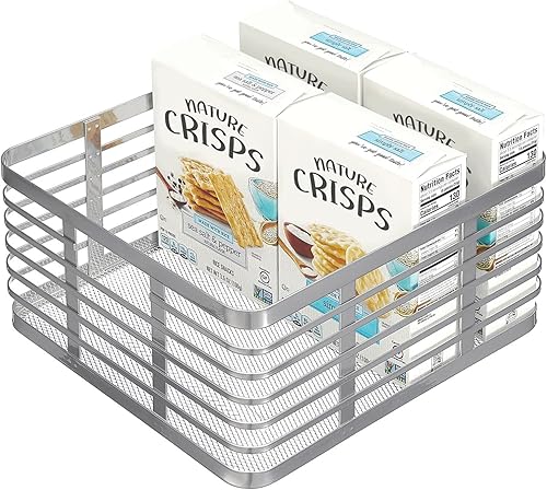 Miniatura 7 de mDesign Carson Collection - Cesta organizadora de almacenamiento de alimentos de alambre de metal de acero para organización de despensa, cesta de