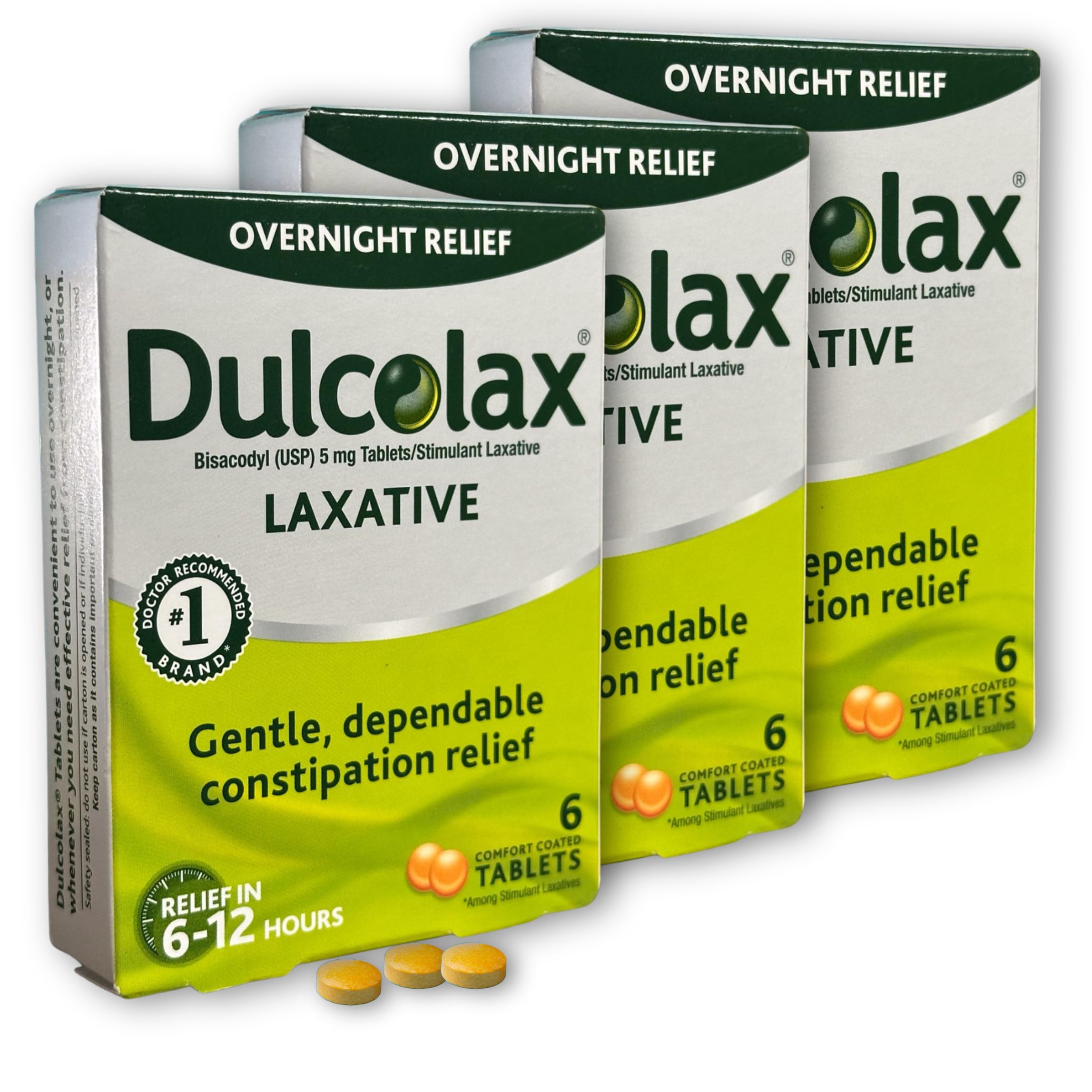 Bisacodyl 5mg, Laxative Tablets, 6 Count (Pack of 3, Total 18ct)