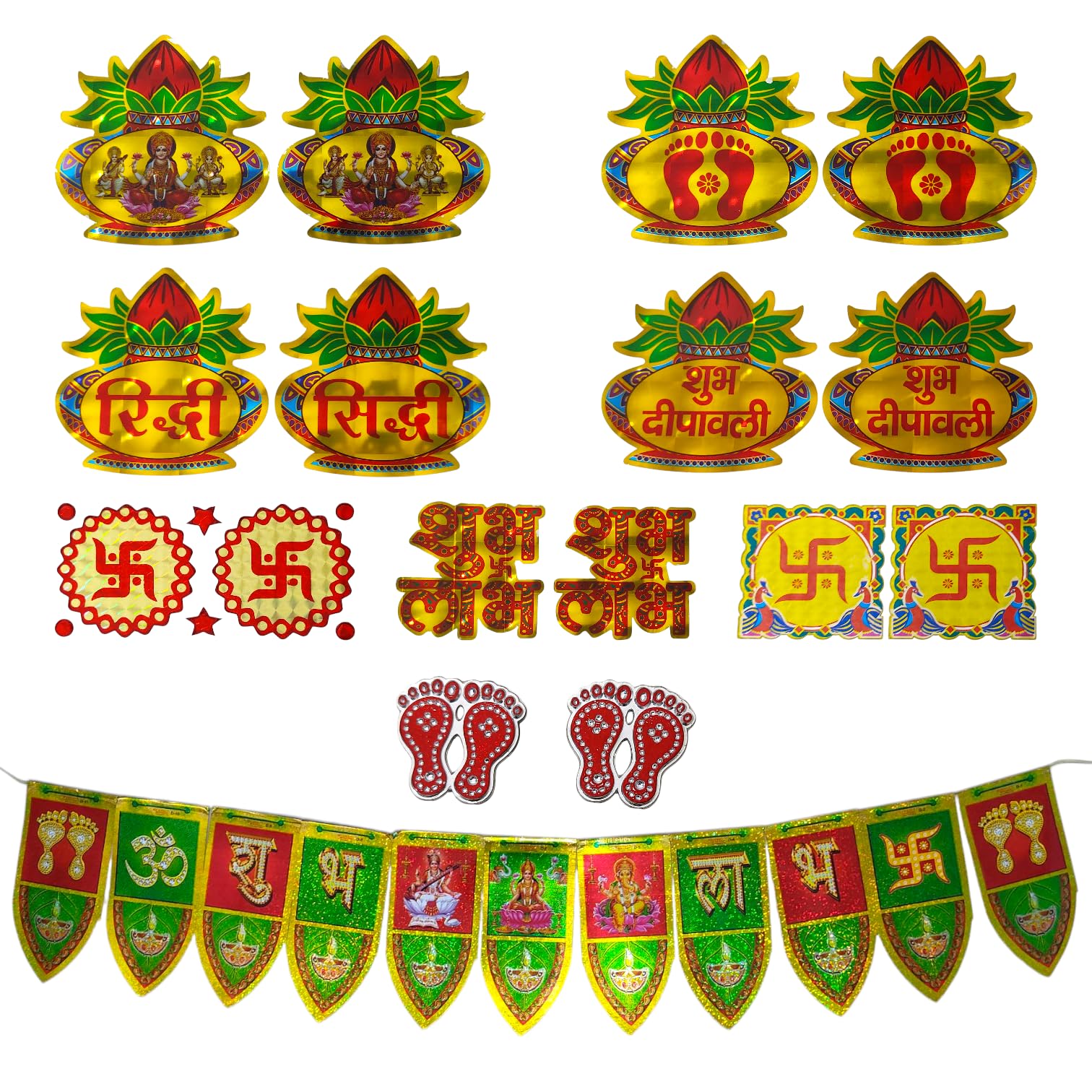 Shubh Labh Pooja Stickers - Om, Swastik & Lakshmi -7