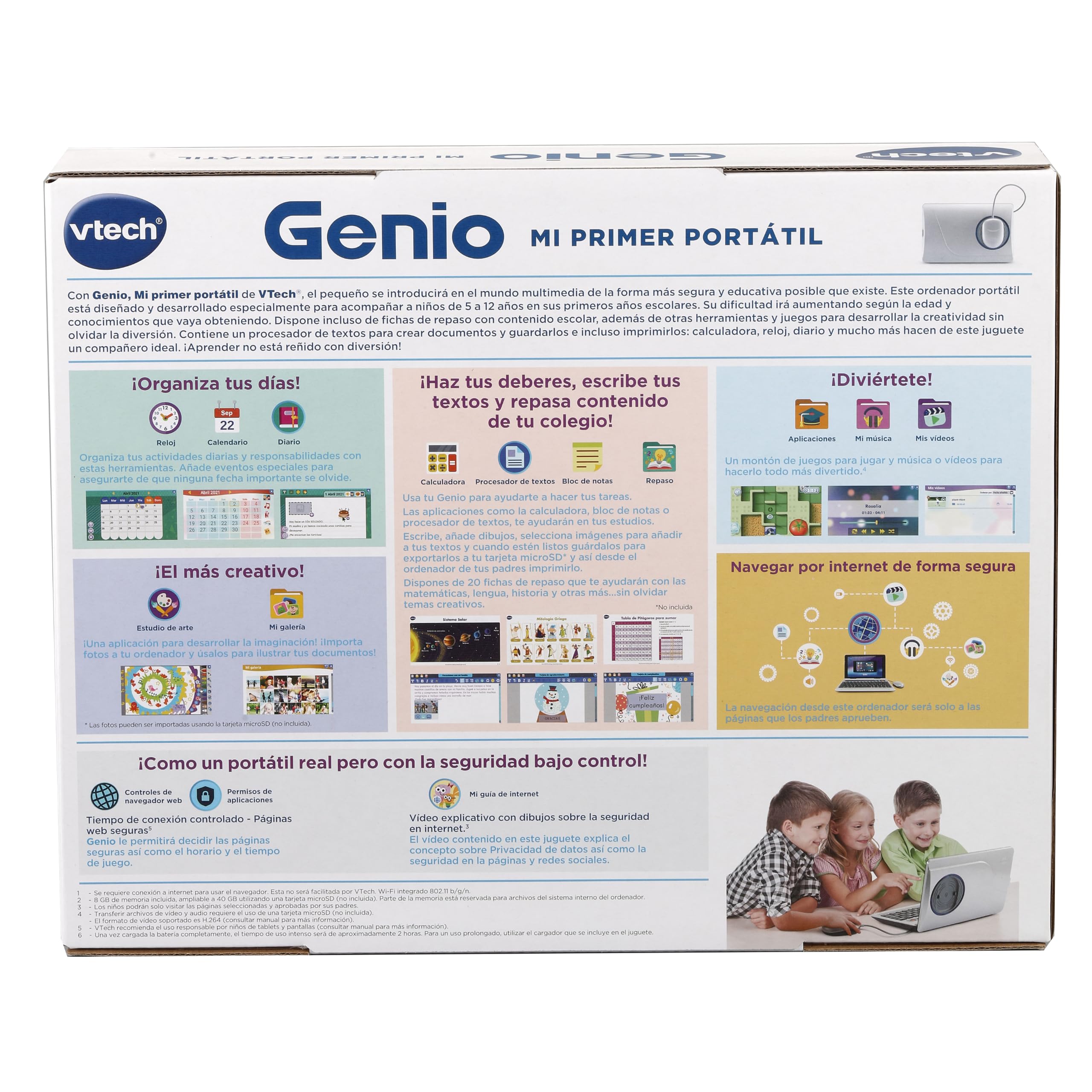 VTech - Genio mi Primer portátil, Ordenador Infantil para niños +5 años, Juguete Educativo, Seguro, más de 50 ebooks y Juegos interactivos, versión ESP