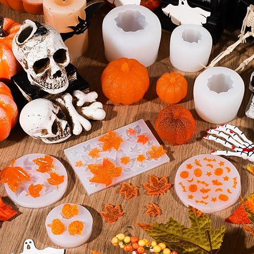Miniatura 4 de 7 moldes para velas de calabaza, moldes de silicona para Halloween y Acción de Gracias para suministros de decoración de manualidades