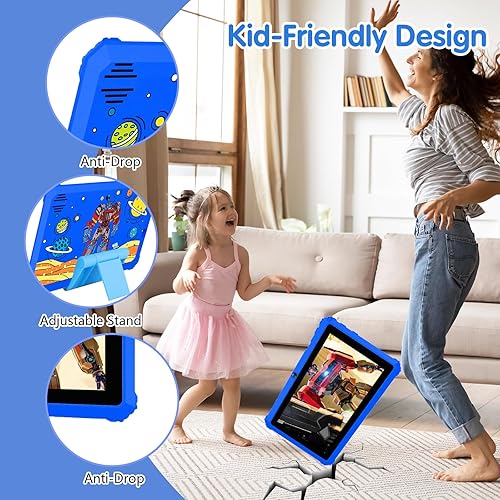 Miniatura 6 de Andoird - Tableta infantil de 7 pulgadas para niños de 3 a 7 años con estuche 32G tabletas para niños con controles parentales, tabletas Wifi de