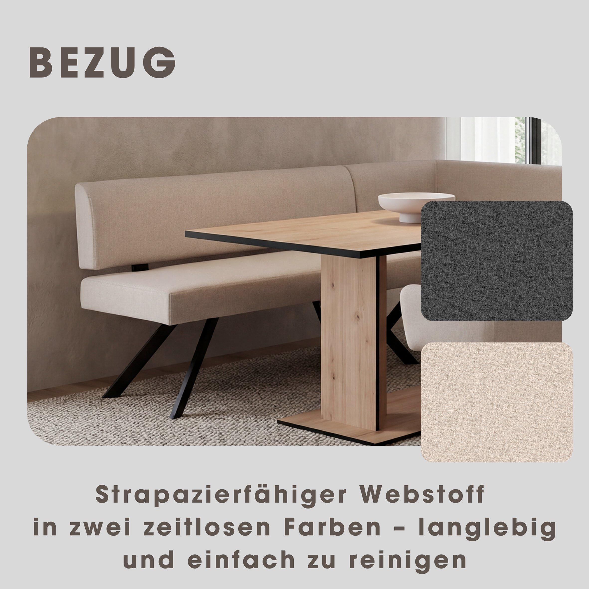 byLIVING Eckbank Toronto, Taschenfederkern, Bezug in Taupe, Gestell schwarz