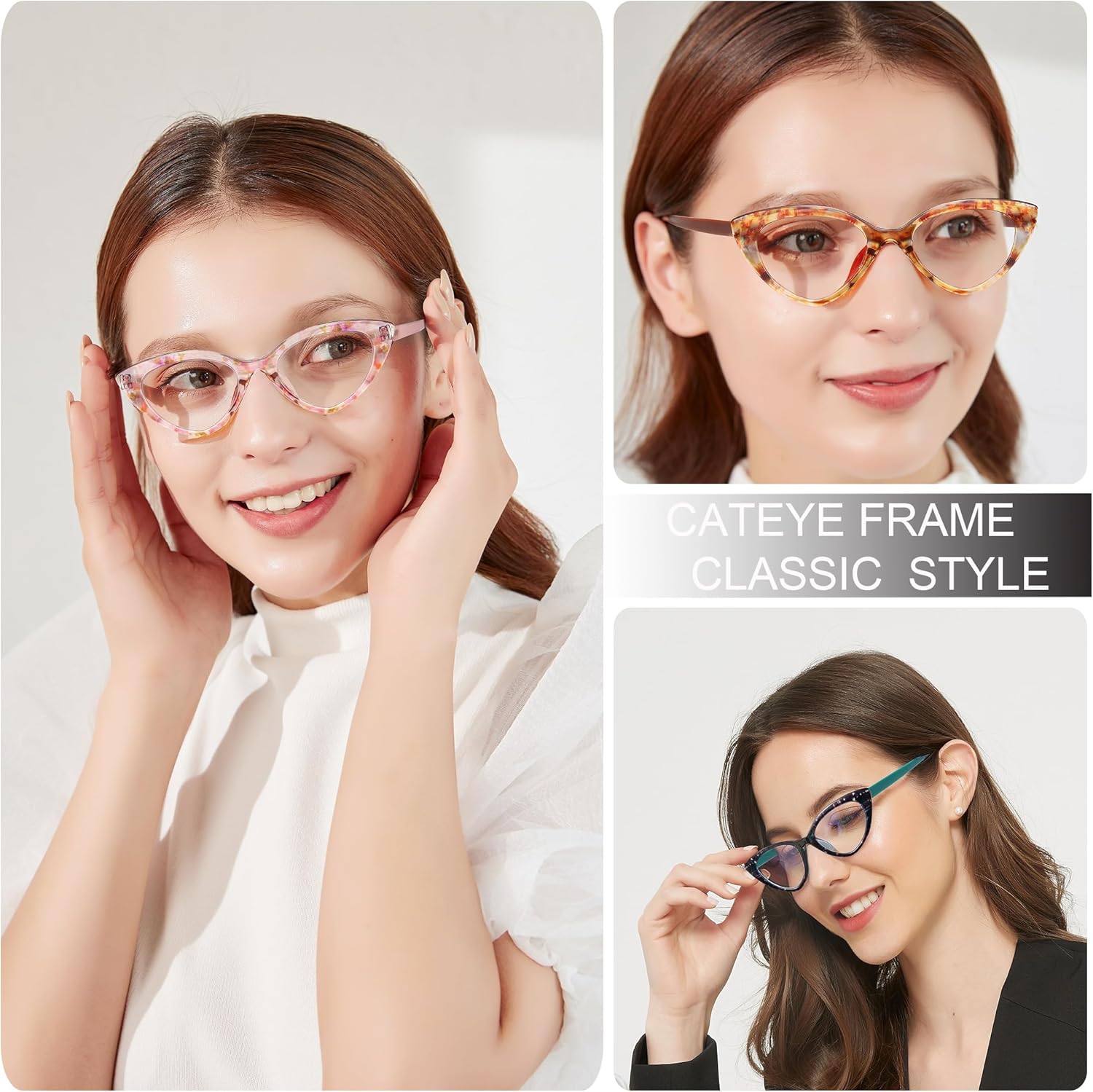 Cat Eye Reading Glasses for Women, Stylish Blue Light Blocking Readers, Vintage Retro Eyewear for Ladies