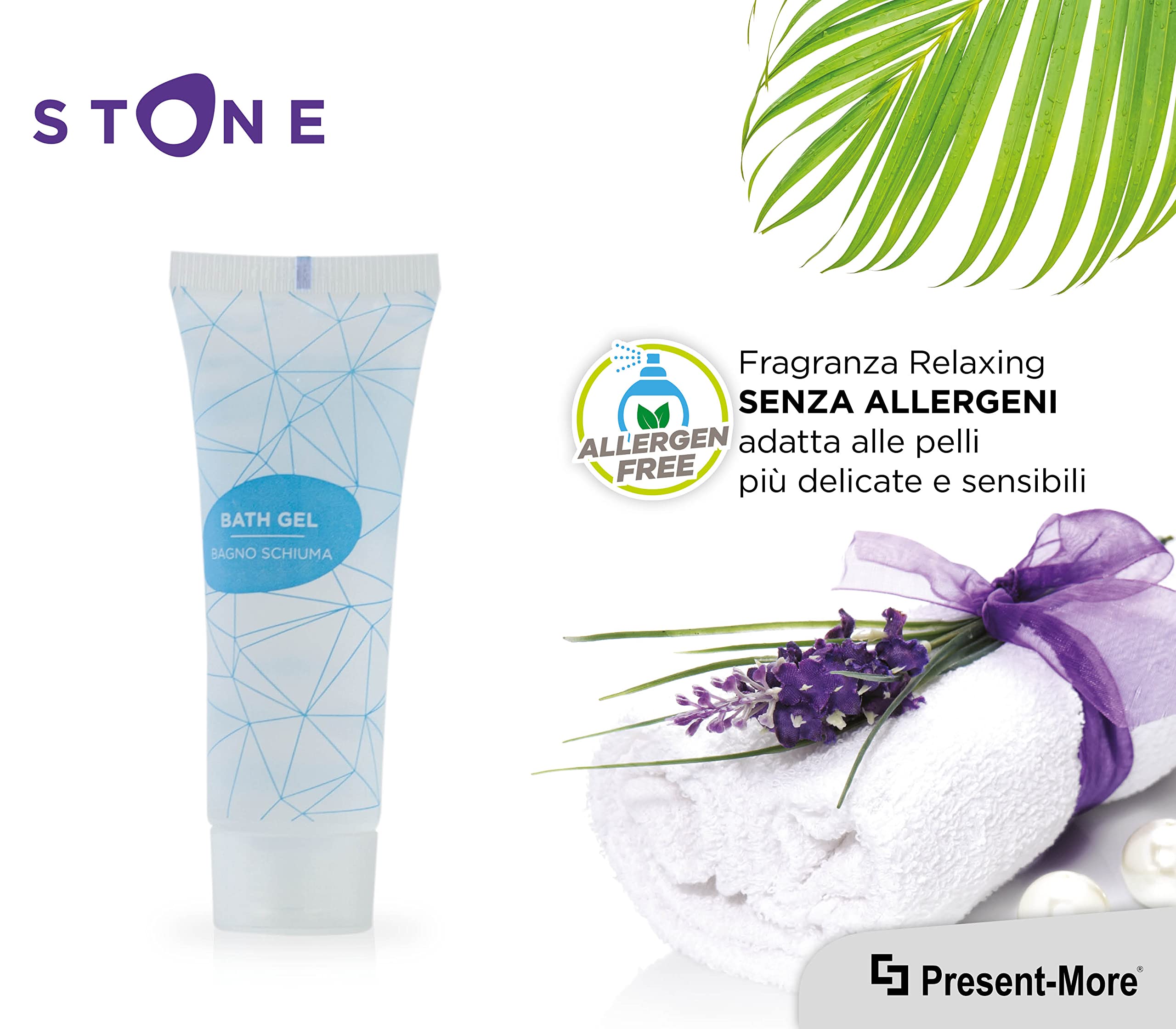Bagnoschiuma Monodose Stone 30ml 250 Pezzi Senza Allergeni Fragranza Relaxing per Hotel B&B