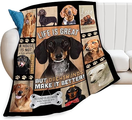 Miniatura 1 de Manta de perro Dachshund para niñas y niños, regalos de perro salchicha, manta para sofá cama, manta de franela suave y cálida para niños y adultos,