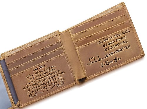 Wallet for Men, Personalized Bifold Wallet for Husband Son Dad