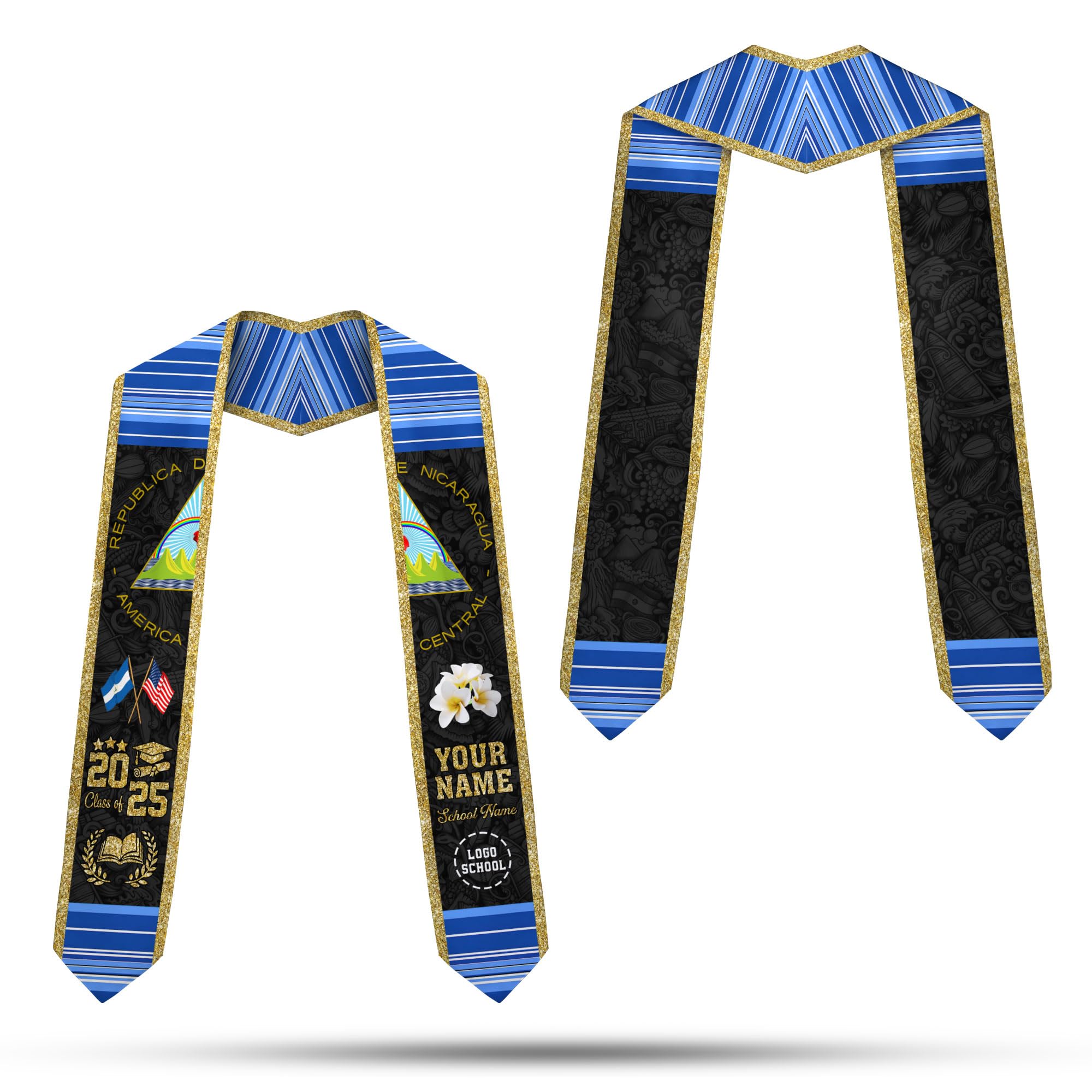 MonkeyVan Personalized Nicaragua Graduation Stole Sash 2025, Custom Nicaraguan Graduation Sash, Congratulation Gifts 2025 Nicaragua9