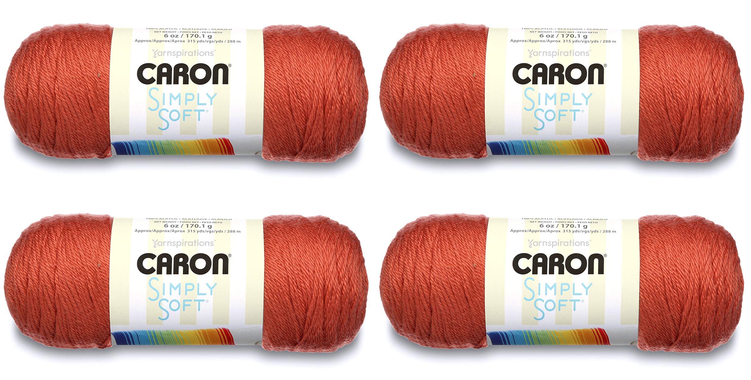 Caron Simply Soft - Pack of 4 Balls - 170g Each Ball - Persimmon