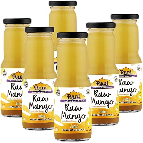 Rani - Botella de vidrio de mango crudo de 6.7 fl oz (6.8 fl oz), paquete de 6 Bebidas de frutas indias Vegano Sin gluten Sin OMG Origen indio