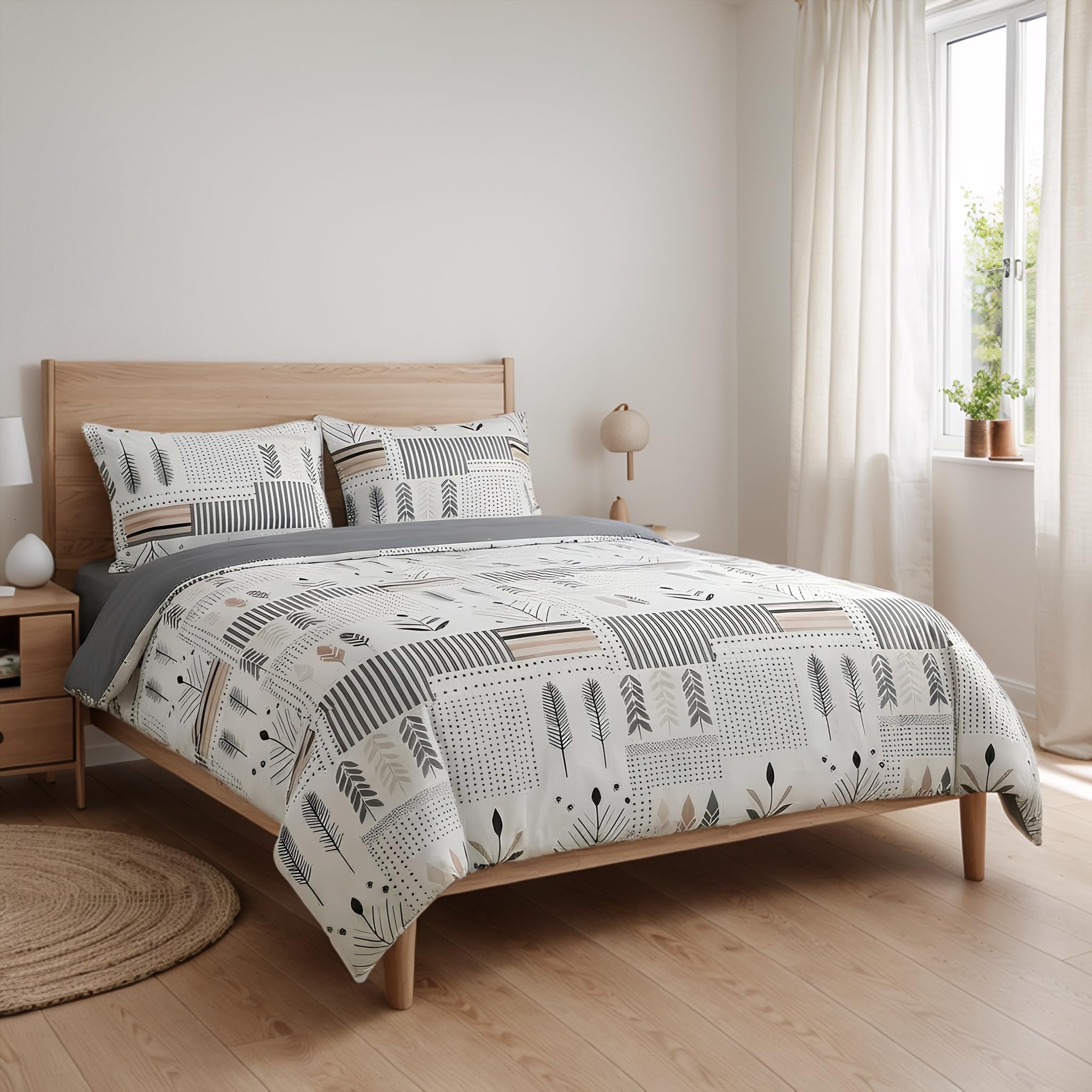 Etrexonline Juego de Funda Nórdica 3 Piezas Cama 135 Microfibra Extra Suave Transpirable - 1 Funda Edredón 220x220 cm y 2 Fundas de Almohada 50x70 cm (Eucalipto) — view 10