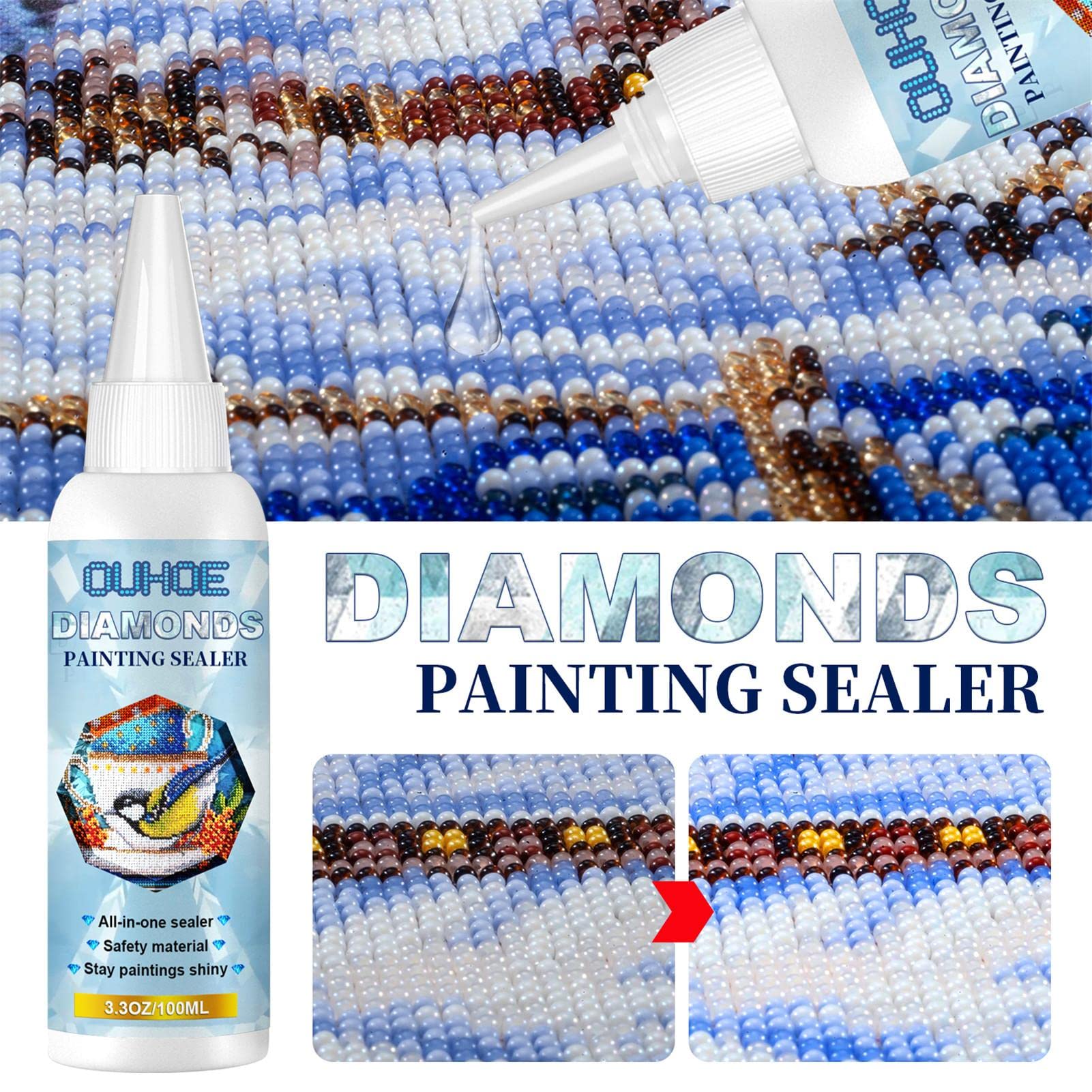 250 ml Diamond Painting Sealer, 5D Diamond Art Lijm Accessoires Permanent Hold & Shine Effect voor Diamant Schilderen en Legpuzzels (zonder borstel
