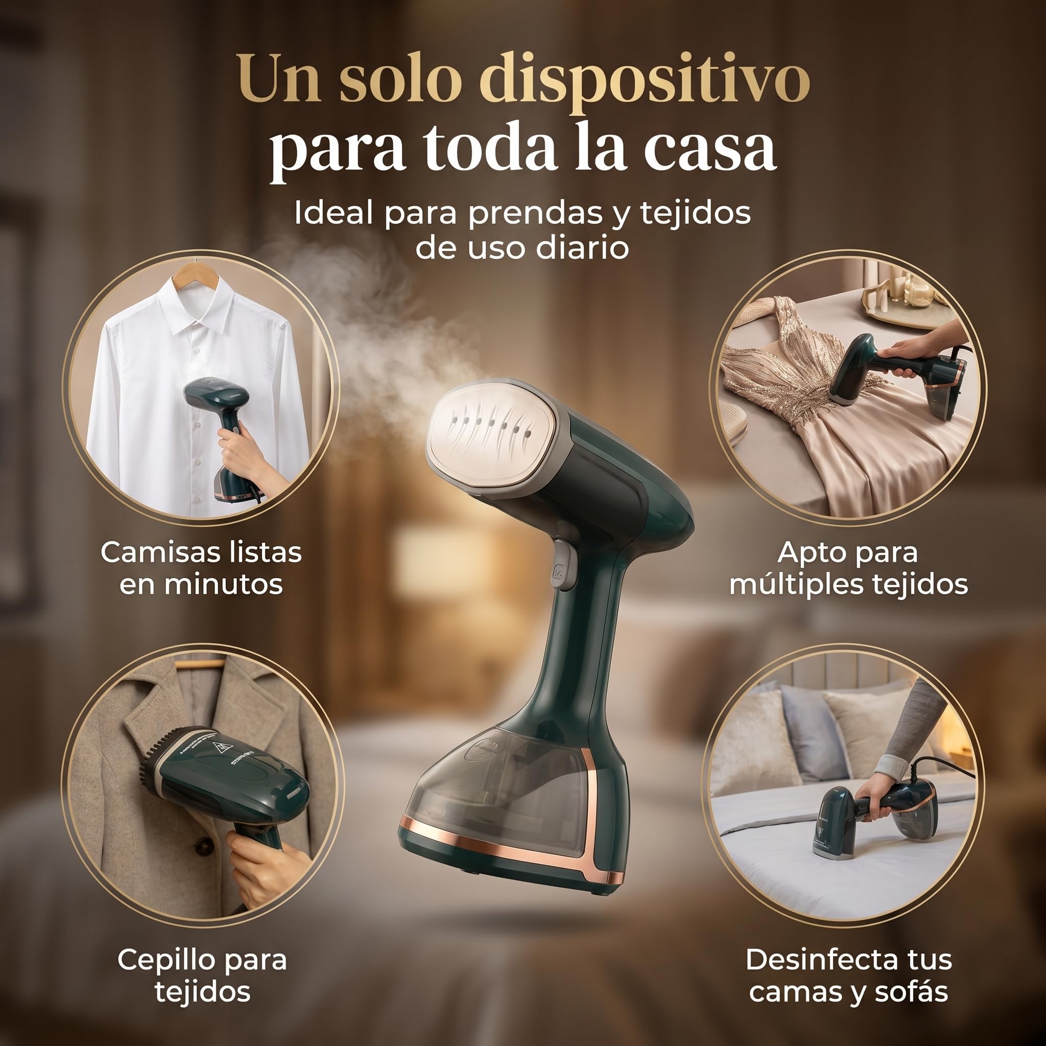 Plancha Vertical Vapor Profesional para Ropa 2000w Portatil para Arrugas Calentamiento 30s Deposito 260ml Ergonomica para Viajes y Hogar Vapor Continuo Cepillo Incluido Indicador Temperatura