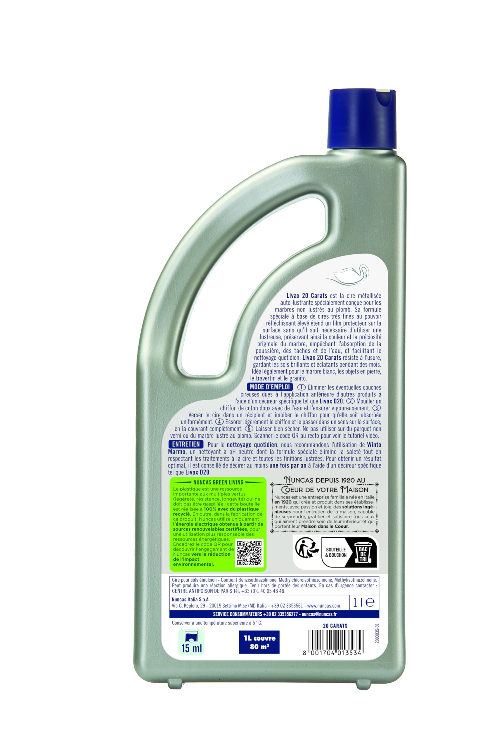 Image secondaire de Nuncas Livax 20 Carats - Cire Protectrice Metallisée Pour le Marbre - 1000ml