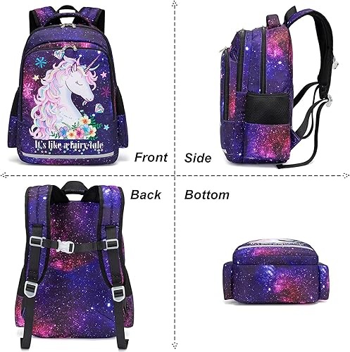 Miniatura 2 de Mochila infantil para niñas mochilas preescolares bolsa escolar para jardín de infantes con correa para el pecho Púrpura Galaxy Mochilas Daypack