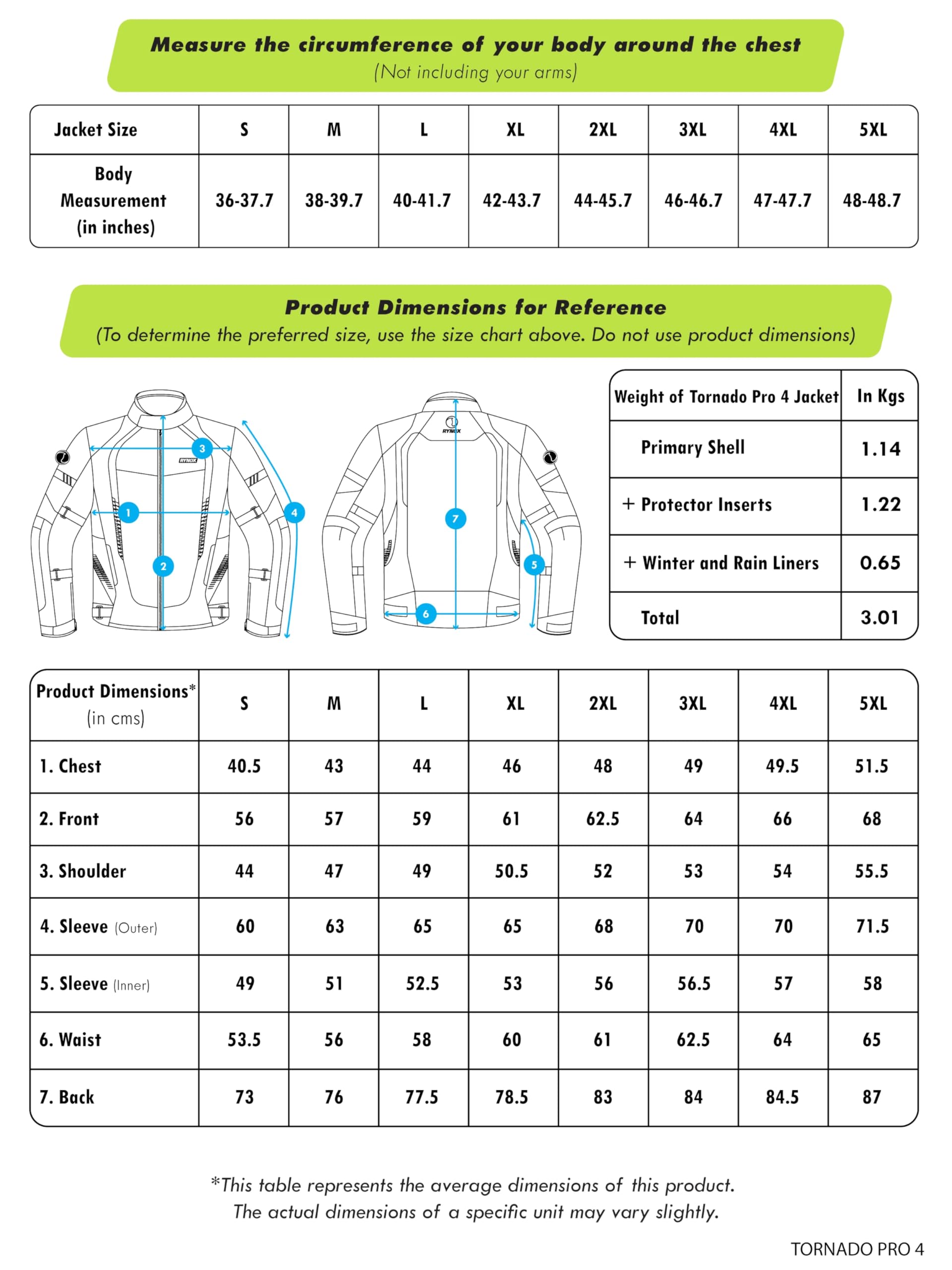 Rynox Tornado Pro 4 Jacket - CE Certified Class A | Motorcycle Riding Jacket with Impact Protection and Abrasion Resistance - Black Hi-Viz Green, 2XL - Image 3 thumbnail