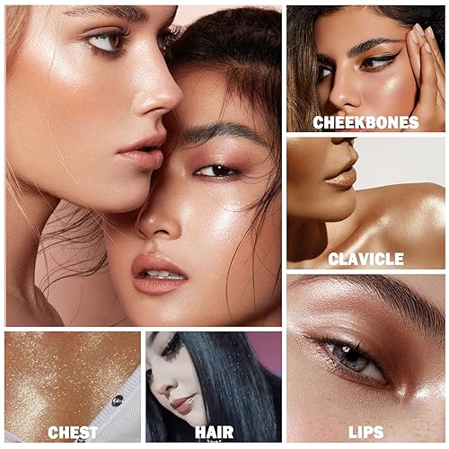 Miniatura 3 de Polvo De Hadas Body Shimmer Glitter Highlighter Powder Makeup - Brillo de alto brillo para la cara y el vello corporal, crea el maquillaje con