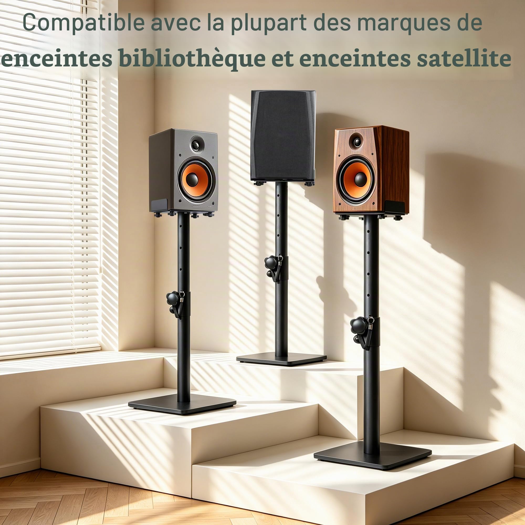 OUUTMEE Lot de 2 Supports d'Enceinte en 2 Parties, Jusqu'à 10KG