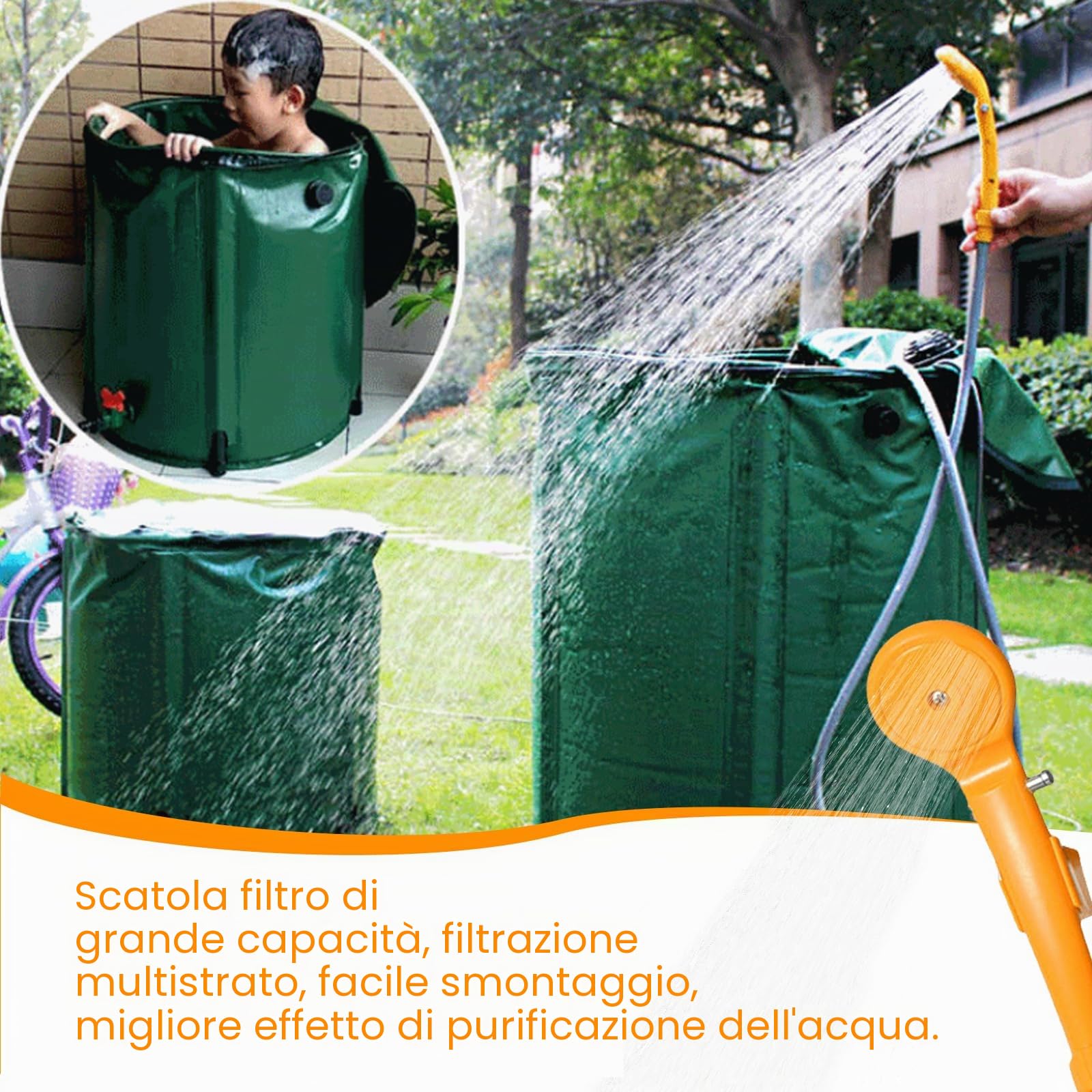 PORFOYO Doccia da campeggio 12 V, portatile da campeggio con pompa, set doccia mobile con soffione doccia e tubo, doccia portatile da giardino, per escursioni, campeggio, viaggi, spiaggia, animali