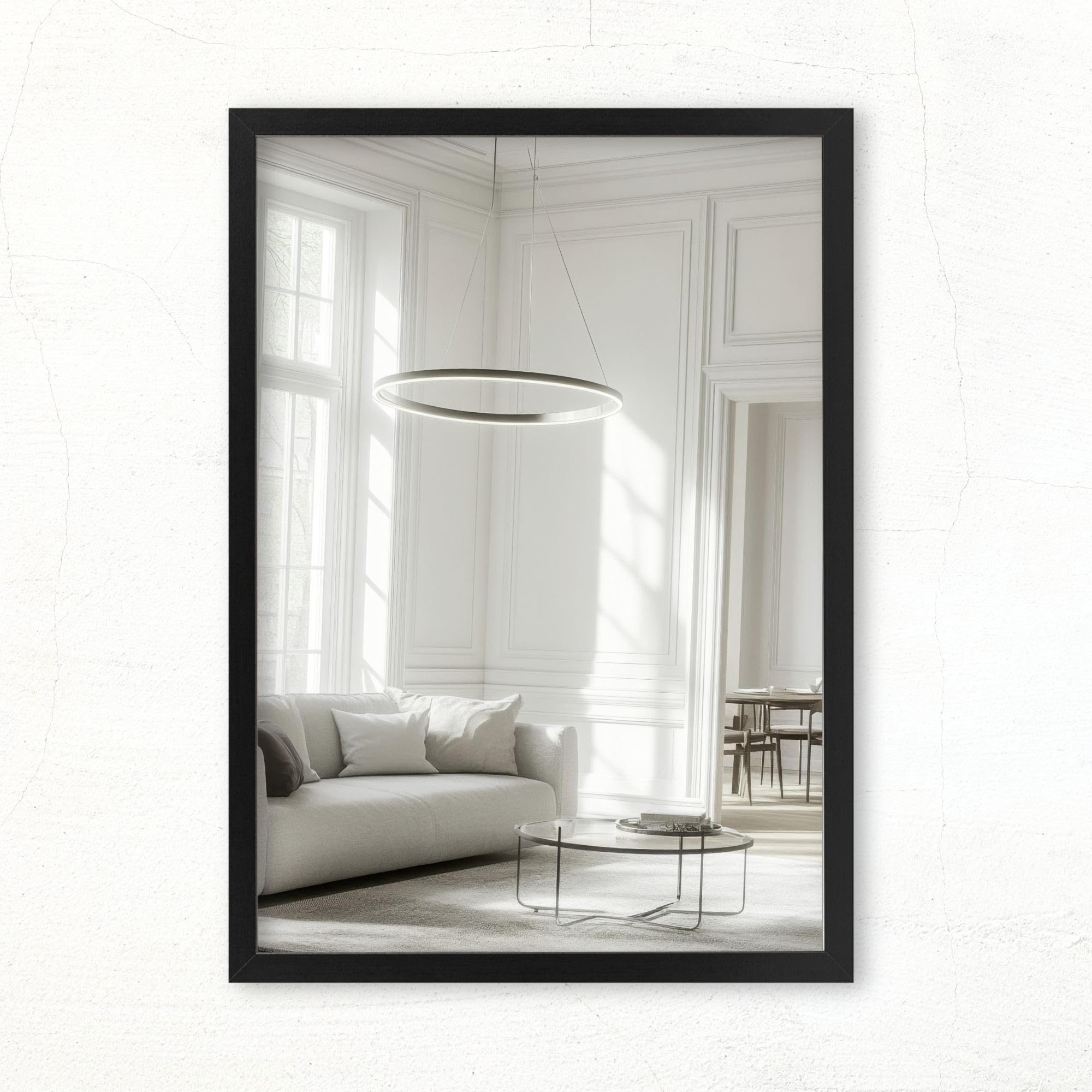 CLAMARO Vision Wall Mirror 55x125 cm Black Matt with Frame, 300+ Sizes Selectable, Real Glass Mirror Installable in Portrait & Landscape Format - Handmade in Germany — image 1