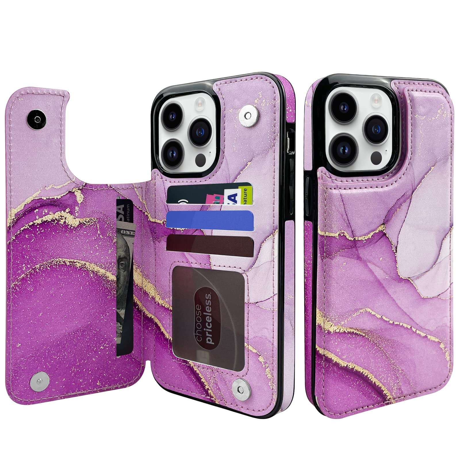 Étui à rabat iPhone 14 Pro Max marbre rose, l'accessoire idéal des sorties - 7