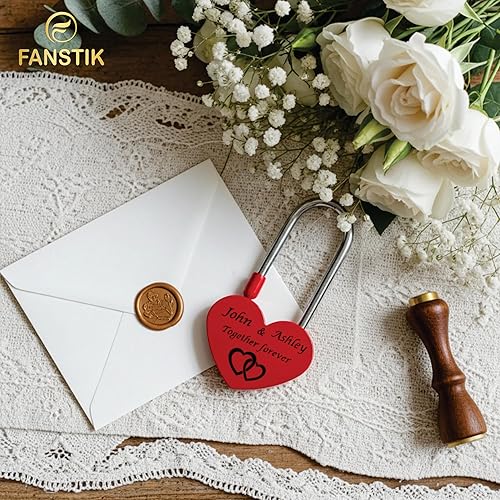 Miniatura 7 de Candado rojo personalizado grabado (Hecho en EE. UU.) para aniversario, candado de amor para puente, boda, candado personalizado grabado para tu