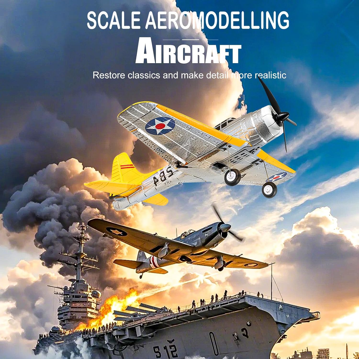 QF012 RC Airplane, 4CH Remote Controlled Bomber, Brushless Motor EPP Foam Glider with Gyro, 360° Flip and 180° Inverted Flight, Aerobatic Stunt Remote Control Plane for Adults (Yellow 2