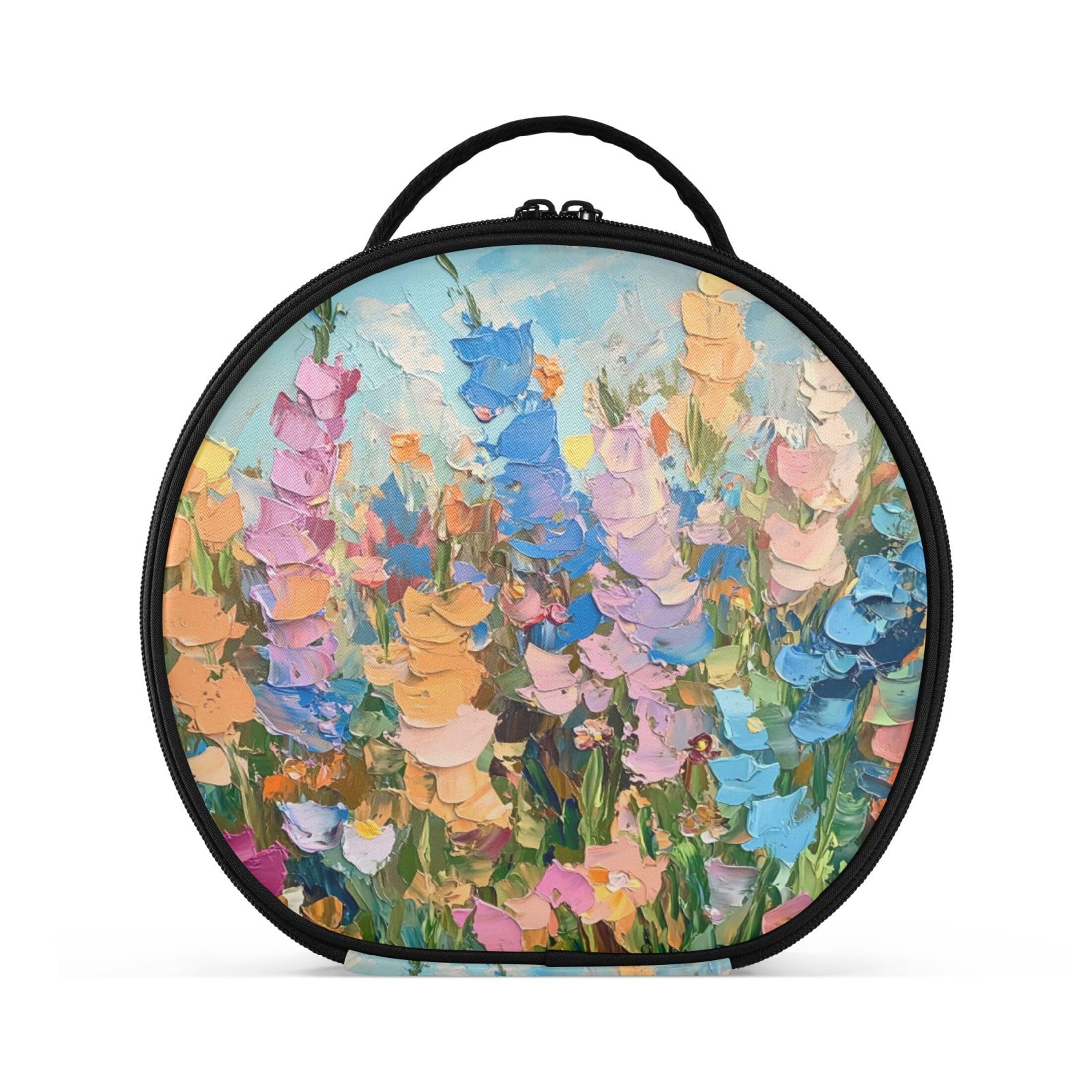 Takiito Field Colorful Wildflowers Travel Makeup Case Portable Makeup Box Artist Cosmetic Case Organizer With Adjustable Dividers